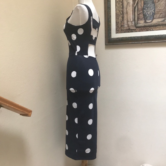 ASOS Polka Dot Midi Strap Back Bodycon Dress - Picture 5 of 16